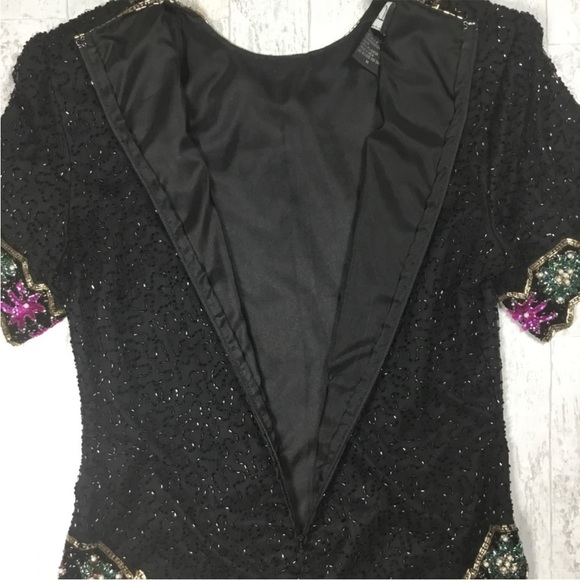 Vintage Laurence Kazar sequin and beaded silk blouse - Picture 6 of 11